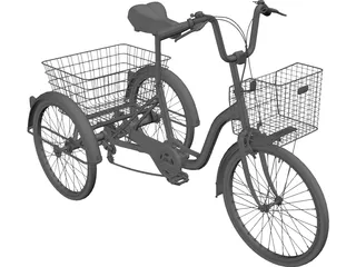 Three-wheeled Bicycle 3D Model preview