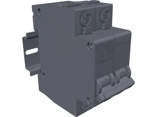 Circuit Breaker with DIN Rail 3D Model preview