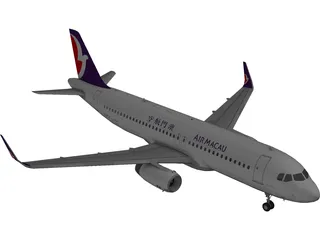 Airbus A321 Air Macau 3D Model preview