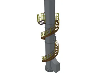 Exhaust Stack Platform Circular Stairway 3D Model preview