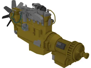 Caterpillar C15 Diesel Engine 3D Model preview