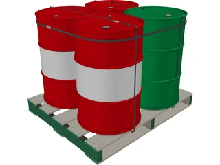 Drums on a Pallet 3D Model preview
