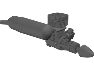 O.S. 61 FX RC Engine with Muffler 3D Model preview