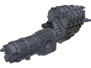 Chevrolet LS3 Engine and Transaxle Gearbox 3D Model preview