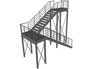 Metal Stairs 3D Model preview