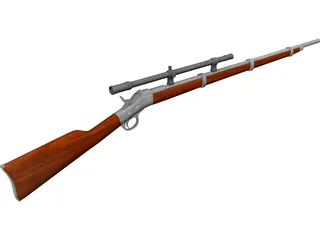 Remington Rolling Block Rifle 3D Model preview