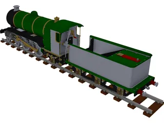 LBSC Ayesha II Steam Train 3D Model preview