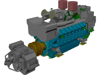 Marine Engine MTU 4500 3D Model preview