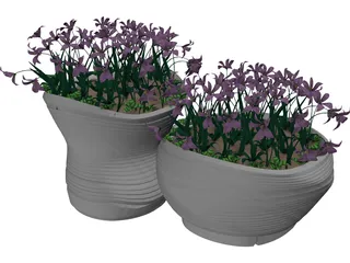 Flower Bed with Flowers 3D Model preview