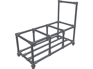 Trash Bin Pushcart 3D Model preview