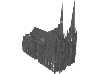 Gothic Clermont Cathedral 3D Model preview
