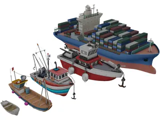 Boats Collection 3D Model preview