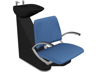 Hair Salon Washing Chair 3D Model preview