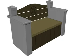 Garden Bench 3D Model preview