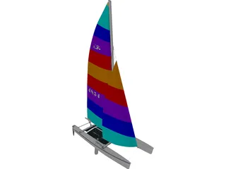 Hobie 18 Racing Catamaran 3D Model preview