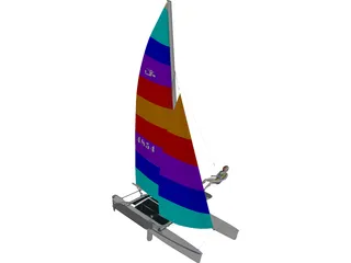 Hobie 18 Magnum Catamaran with Sailors 3D Model preview