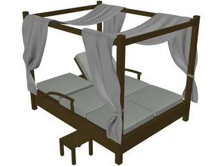 Balinese Bed 3D Model preview