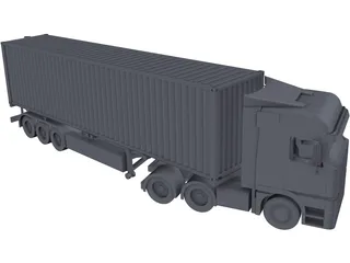 Mercedes-Benz Actros with Trailer 3D Model preview