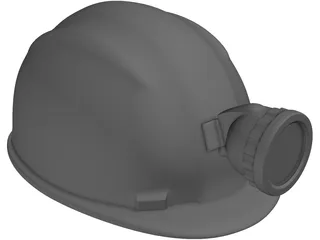 Miners Helmet with Head Lamp 3D Model preview
