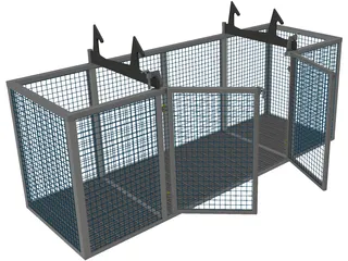 Steel Cage with Doors 3D Model preview