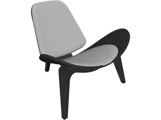 Hans J Wegner Three Legged Chair 3D Model preview