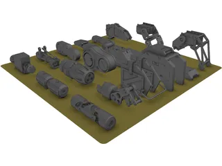 Hard Surface Kitbash Pack 1 Set 1 3D Model preview