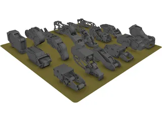 Hard Surface Kitbash Pack 1 Set 2 3D Model preview