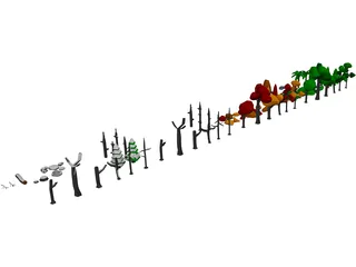 Forest Set Low Poly 3D Model preview