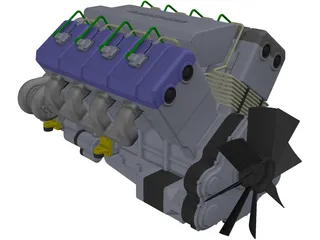 Turbo Diesel Engine 3D Model preview