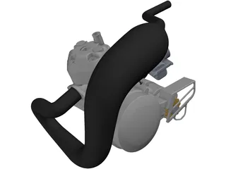 Two Stroke 125cc Engine 3D Model preview