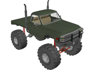 Chevrolet 4x4 Green Machine Pickup (1960) 3D Model preview