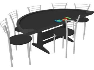 Poker Table 3D Model preview