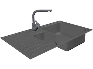 Steel Sink and Faucet 3D Model preview