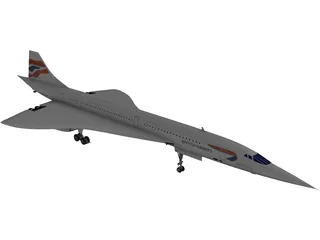 Concorde British Airways 3D Model preview
