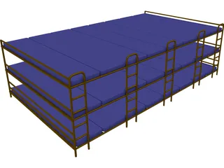 Hostel Bed 3D Model preview
