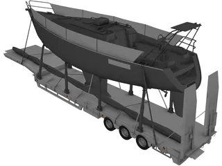 Trailer Boat 3D Model preview