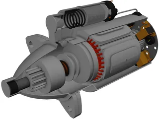 Starting Motor Cutway 3D Model preview