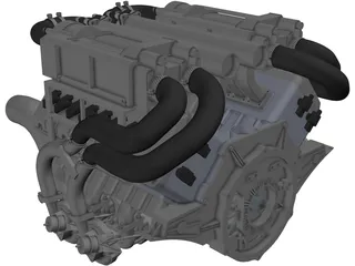 Bugatti Veyron W16 Engine 3D Model preview