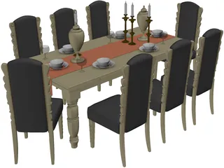 Dining Table 3D Model preview