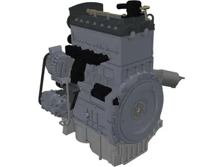 3 Cylinder Engine 3D Model preview