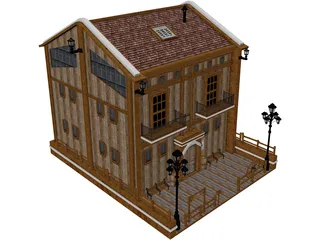 Wooden House 3D Model preview