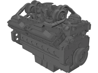 Cummins QSK60 V16 Engine 3D Model preview
