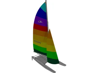 Hobie 16 Racing Catamaran 3D Model preview