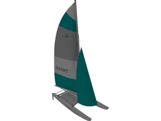 Hobie 16 Racing Catamaran with Male Sailor 3D Model preview