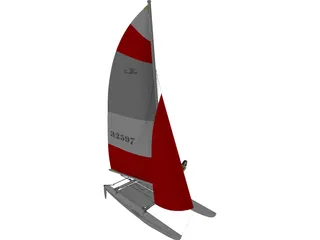 Hobie 16 Racing Catamaran with two Female Sailors 3D Model preview