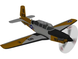 Beechcraft T-34C Turbo Mentor 3D Model preview