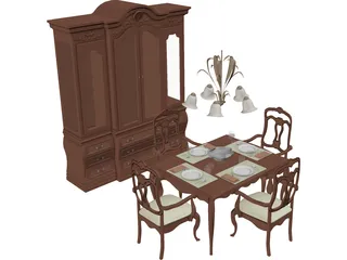 Dining Set 3D Model preview