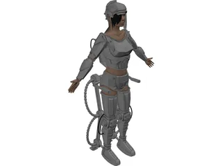 Woman Warrior Futuristic 3D Model preview