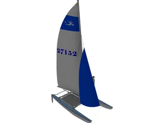 HobieCat 14 Turbo Racing Catamaran 3D Model preview