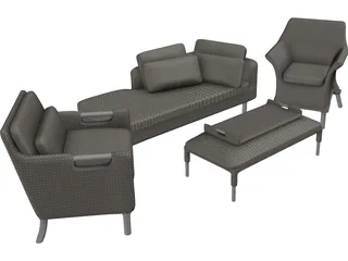 Rattan Set 3D Model preview